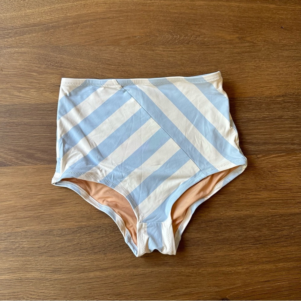 J. CREW Seamless High Waisted Bikini Bottom in Asymmetrical Stripe
